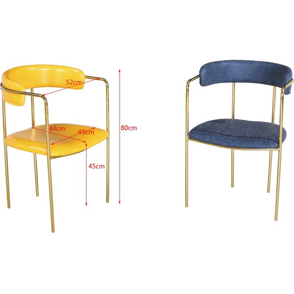 High Back 52cm 49cm Gilded Faux Leather Dining Chairs