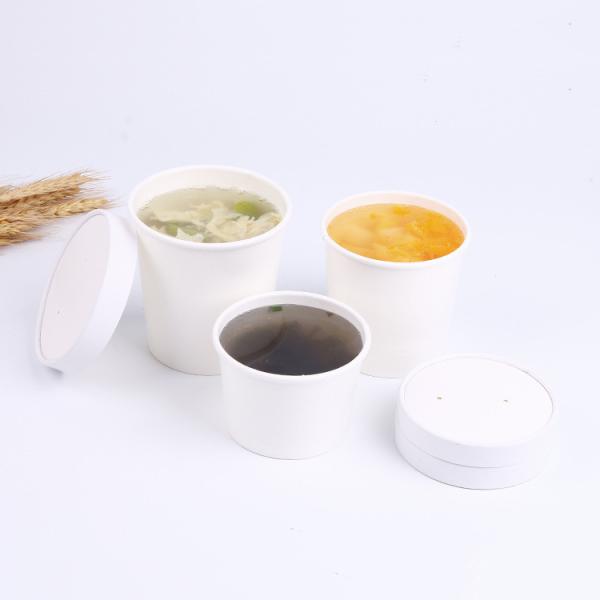 8OZ White Kraft cup for ice cream container disposable custom printed Fast Food paper soup bowl