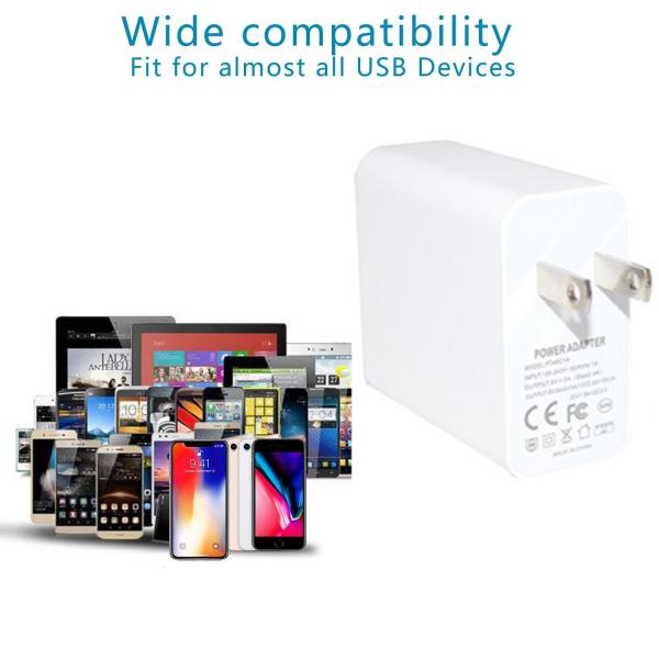 US Plug 2-Port Wall Charger – 45W Fast Charging Adapter with USB-C and USB-A Output for Phone, Tablet, Laptop, Home & Travel Use