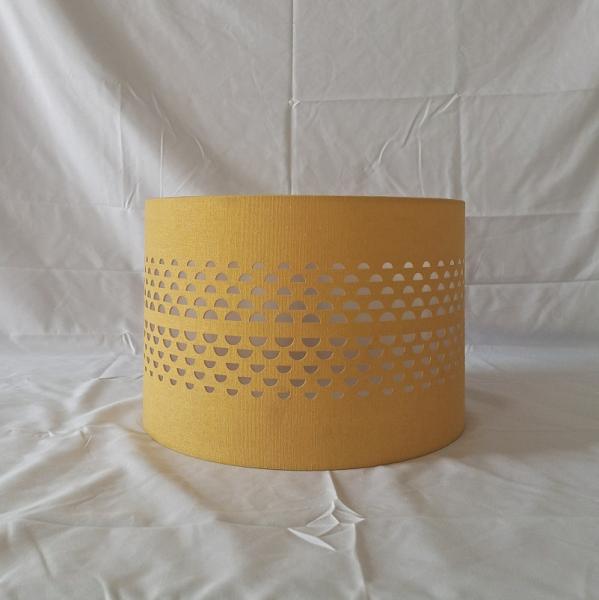 Yellow Drum Hole Laser Cut Lampshade White PS Inside In The Center