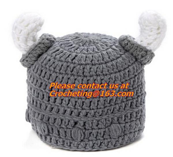 Infant Handmade Crochet Winter Hat Kid Viking Horns Hat Knitted Hat