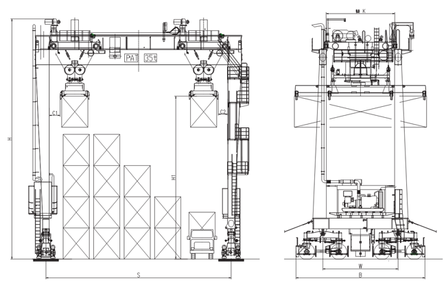 кран на козлах 320KN контейнера порта гавани 35T 40T мобильный