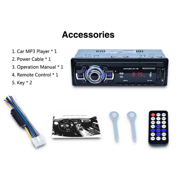 Single Din Bt Car Stereo Phone Charge Aux Stereo For Car Plastic Fixed Front Panel