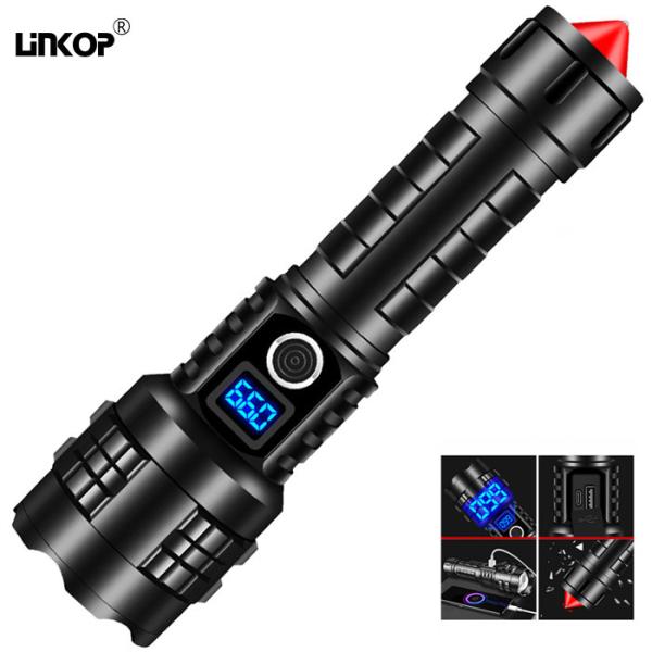 Digital Display Aluminum Alloy LED Flash light Outdoor Long Range Zoom IP65