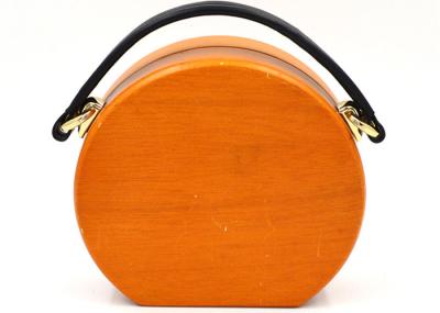 High Level Round Wooden Clutch Bag With O Shape Chain 20 * 15 * 7cm