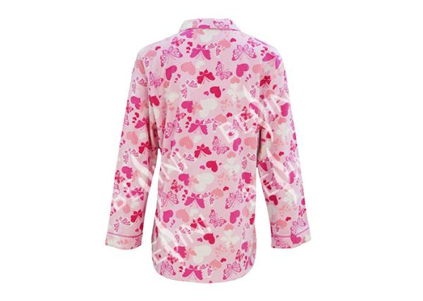 100% Cotton Flannel Button Up Womens Pyjama Sets With Piping And Long Pants