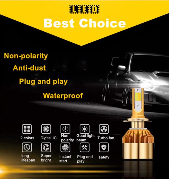 White Gold Color 12V 10000LM H4 H7 H1 H8 H9 H11 Led Car Headlight 3000K 6000K Dual Color Led Headlamp Auto Bulbs