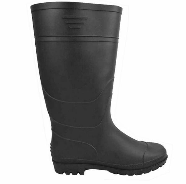 Sapatos de chuva de PVC antiderrapante preto, mate, de barril alto