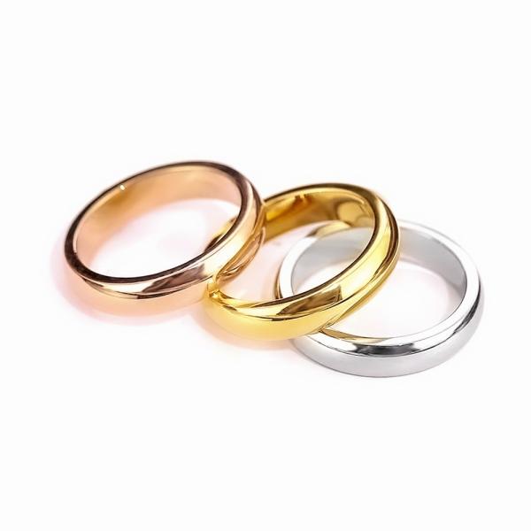 Unisex Stainless Steel Gold Ring Set 5# 6# Couple Engagement Rings