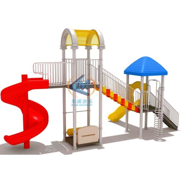 8x6m Dimension Plastic Slide Water Park Playground for Kids Family Interaction
