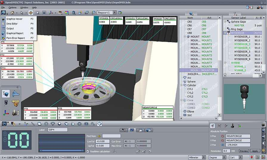 Semi ручная мраморная машина основания 3D CMM с зондом MH20i