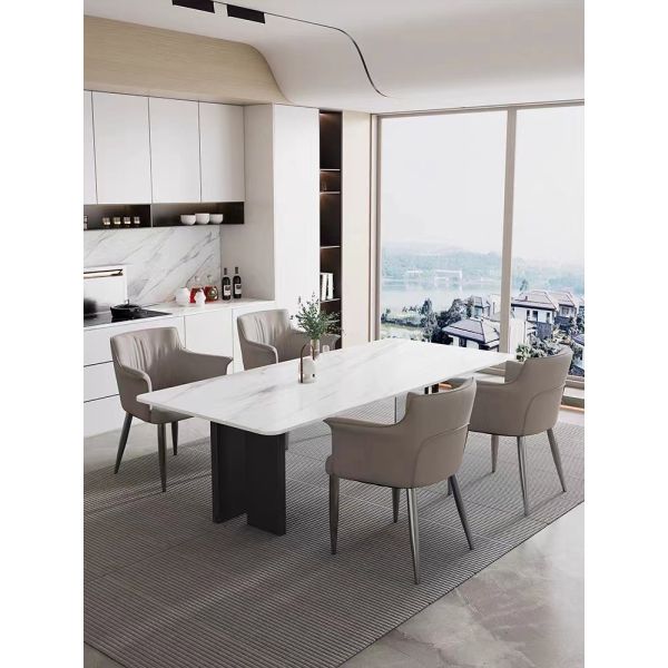 Dining Chair Steel Leg With Arms , Steel And Leather Dining Chairs
