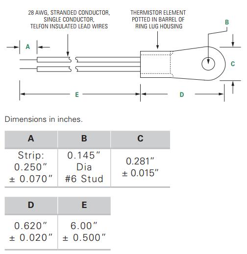 Temperatura de superfície de resistor térmico do termistor NTC que detecta a ponta de prova para o anel nenhuns 6