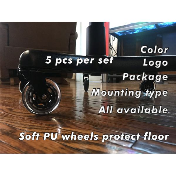 Набор колеса рицинусов мебели 5PCS 360° полиуретана колес Circlip 3 дюймов рицинусы стула офиса PU прозрачного молчаливые