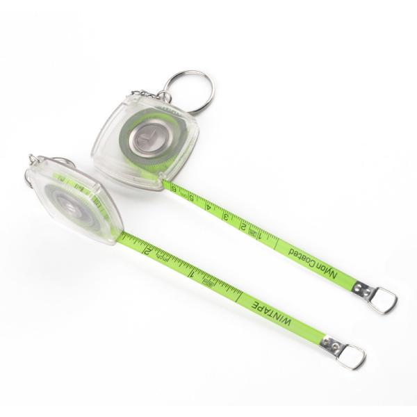 Green Metal Measuring Tape Keychain 2 Meters 80 Inches With Transparent Plastic Shell