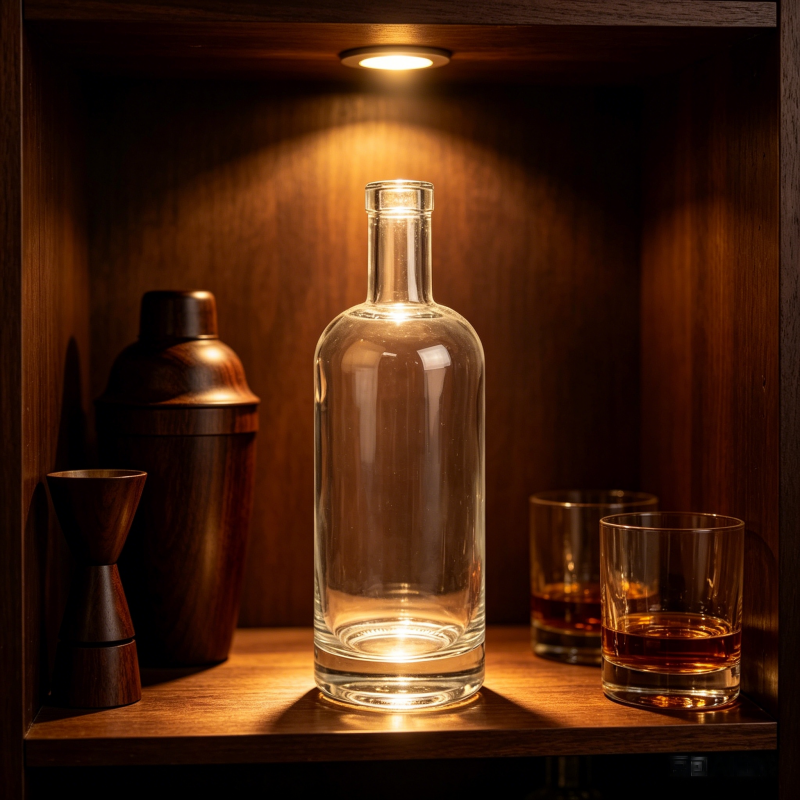 OEM ODM Rum Glass Liquor Bottles Cork Top 650g 25oz CY-1018