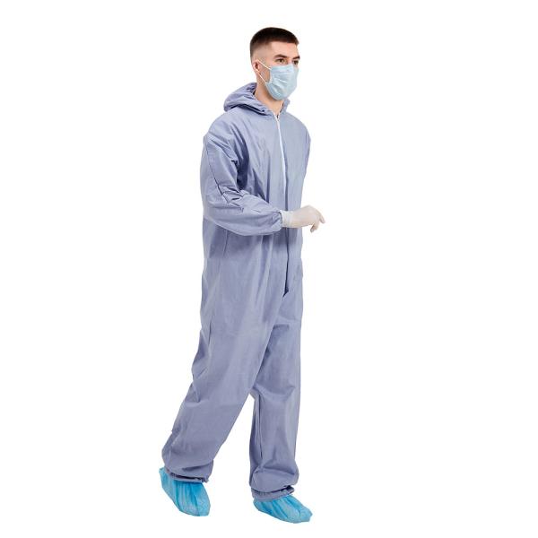 Purple PPE Disposable Protective Coverall 30gsm To 70gsm Fire Retardant Spunlace Cloth