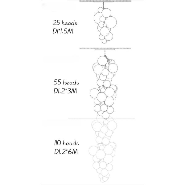 Hôtel en verre simple moderne Art Deco Pendant Lighting de luxe de villa de duplex de lustre de raisin