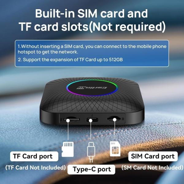 Multi Media New Cpc200 Tbox Ambient Wireless Adapter Carplay Usb 128 Gb Sim Tf Card Slot  Mouse Remote Control Box Carplay Ai Android 13