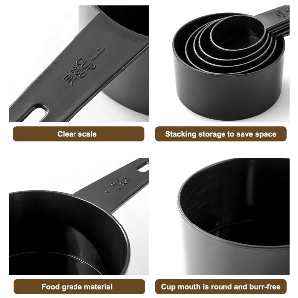 MEASURING TOOLS Professional Plastic Measuring Cups with Coffee Spoon Set of 5 100g