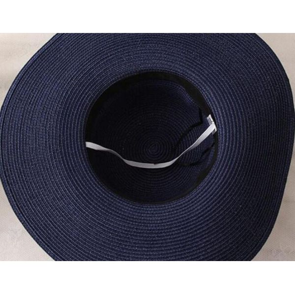 Mesh Inside Women's Floppy Straw Beach Hat Sun Visor Wide Brim Stripe For Summer