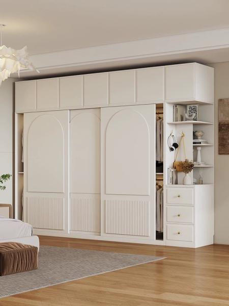 Household Sliding Door Wardrobe Already Assembled Wooden Wardrobe Storage Units