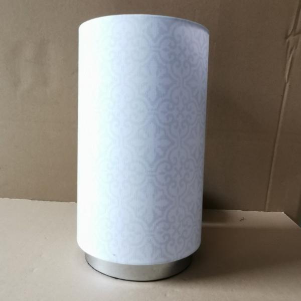 Linen White Cylinder Table Lamp Drum Tall Cylinder Floor Lamp  Metal Base