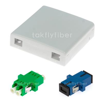 2 Port Wall Mounted Faceplate ABS Box Panel Mini FTTH Distribution Box