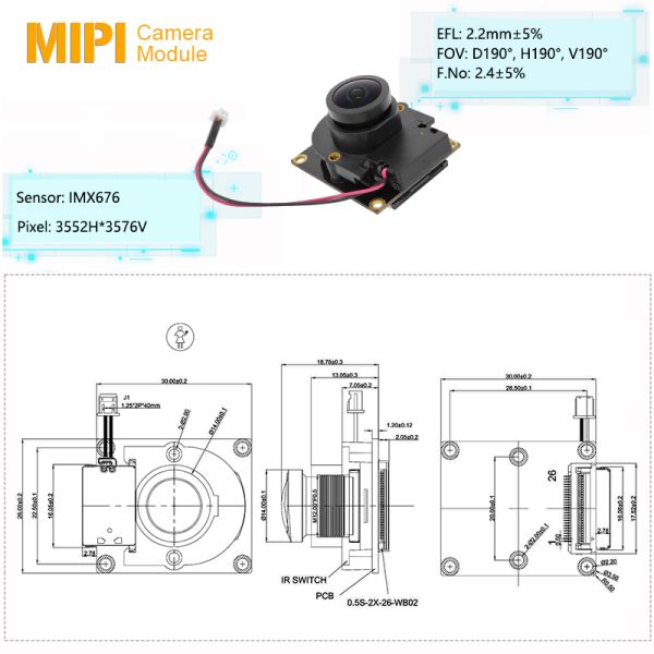 12MP 4K Ultra Wide Angle IMX676 MIPI Camera Module