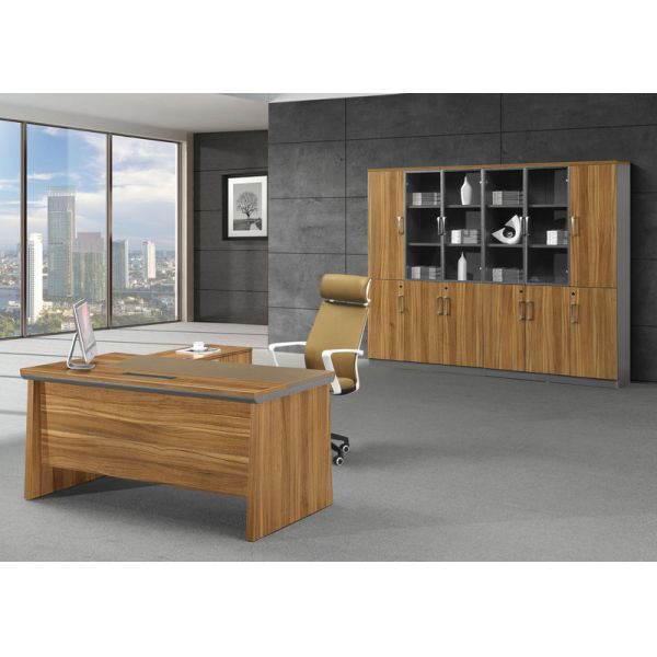 Fantastic Executive Office Furniture , Walnut Office Desk Large Storage Capability