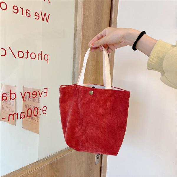 ARTSY CORDUROY BAG CASUAL PORTABLE MINI LADIES CLUTCH BAG VINTAGE CLOTH BAG BENTO BAG