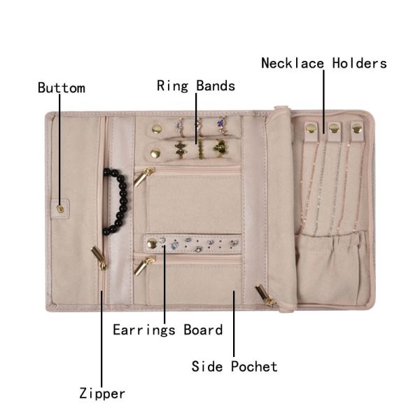 Makeup Jewelry Roll Up Travel Bag Organizer Case Small Holder Portable 8x5x1