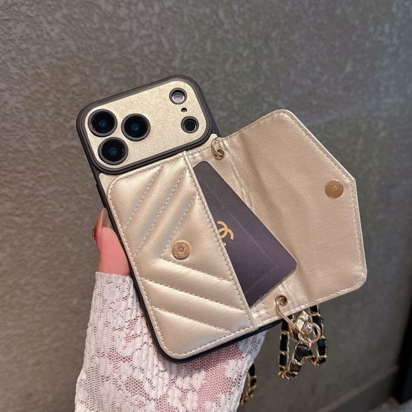 YSL 3D Card Holder Case with Precision Hole Edges Full Coverage iPhone 17 Pro Max Phone Case