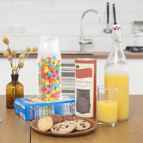 High Quality Square Bottom Clear Cellophane Bag Bread Candy Cookie Packaging Side Gusset Bopp Opp Plastic Poly Bag