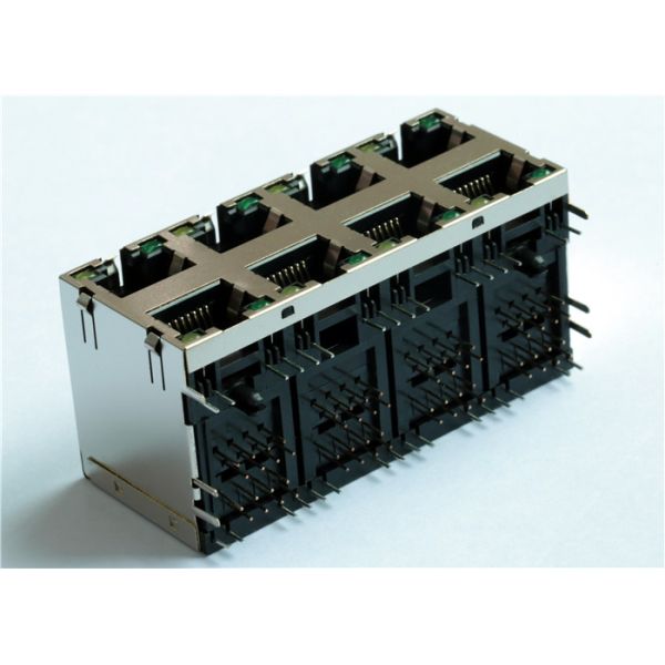 2X4 Ports Stackable Modular Jack RJSNE538508 , RJSNE-5385-08 Variety of LED