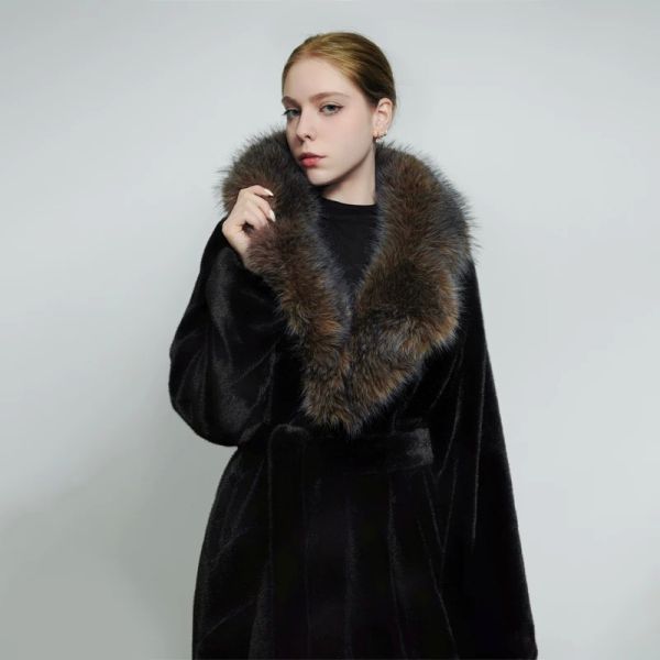 Winter Long Black Faux Fur Coat Cardigan Fall Open Front Long Shagg Fuzzy Coat Womens