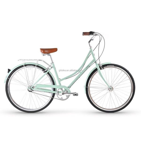 6 Speed Adult Women's Comfort Bike Vintage Lady Fitness City Bicycle with Basket