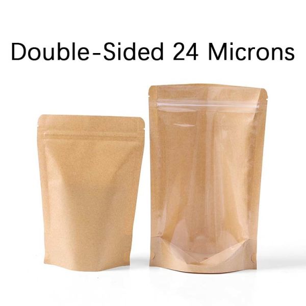 Customizable Stand up Pouch With Window  Kraft Paper Food Packaging Bag Ziplock Bag