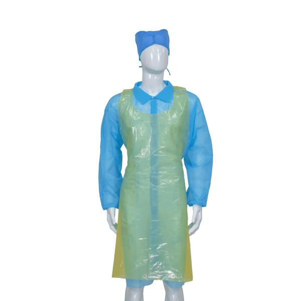 Protegido de água PE descartável avental de plástico azul / branco / verde / vermelho