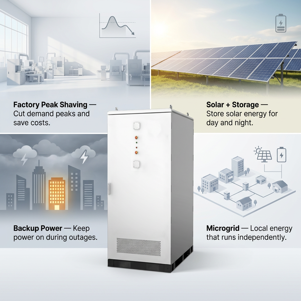 261kWh Liquid Cooling LiFePO4 Battery Energy Storage System 125kW Industrial Commercial BESS for Factory Solar Projects
