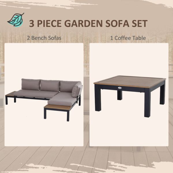 Modern L Shape Sofa Set Metal Frame Outdoor Sectional Furniture Lounge Set by AJUNION