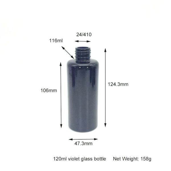 Violet Black Glass Lotion Bottles With Pump 120ml Eco - Friendly Material
