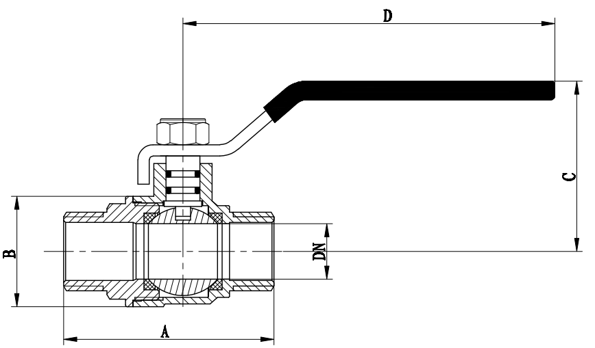 Мужской латунный поток ручки ISO228 утюга шариковых клапанов мужское x