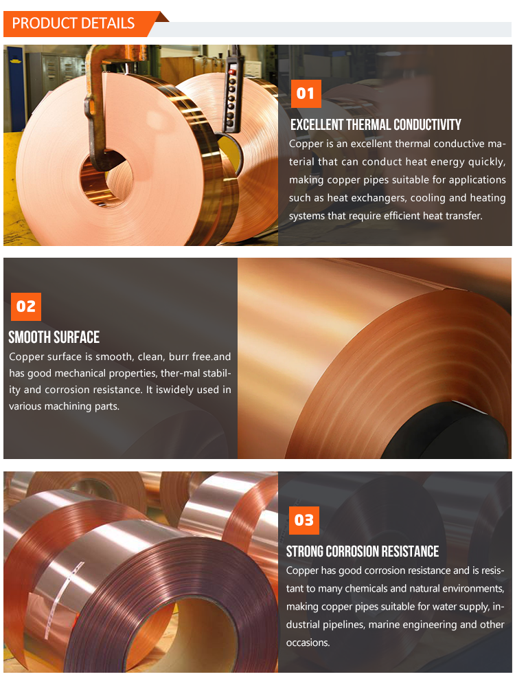 0.25*1000mm 0.3*1250mm Pure Copper Coil / Pure Copper Foil Customized