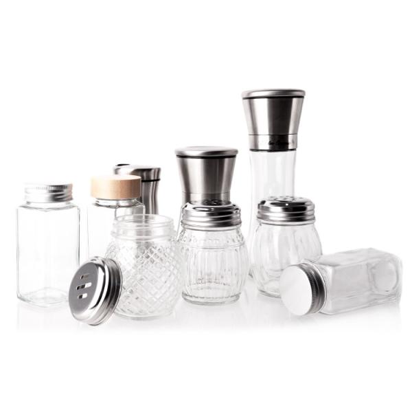 Fabricante Recipiente de armazenamento de alimentos Recipiente de cozinha 4 oz frascos de especiarias de vidro com tampa