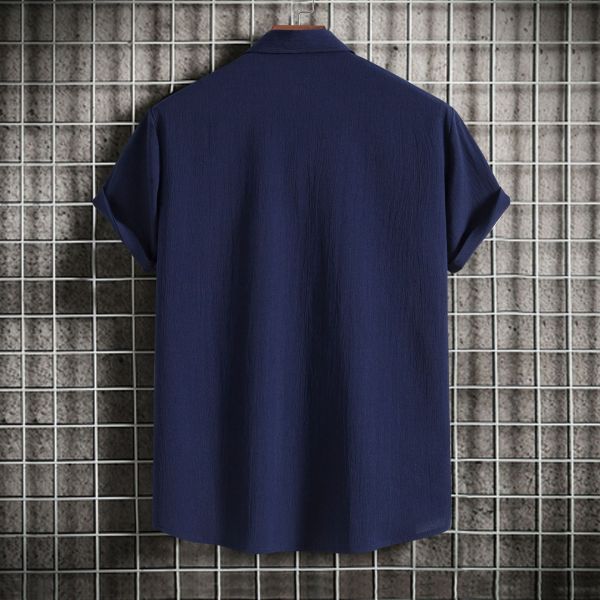 Viscosa/poliéster/espandéx de moda masculina étnica impresa camisa hawaiana con cuello de pie