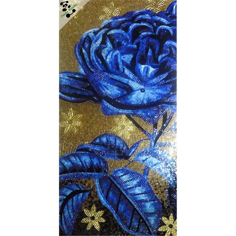 Mb Smm15-a Handmade Flower Wall Murals Premium Mosaic Tile Kitchen Blue Rose Mosaic Pattern Glass Mosaic Tile