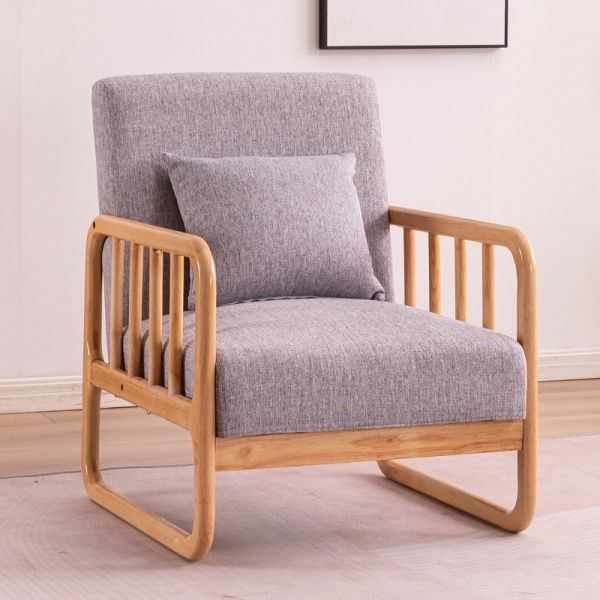 Upholstered Armrest Kid Sofa Solid Wood Loveseat 3 Seater Couch Linen Material Living Room Chair for Reading Accent