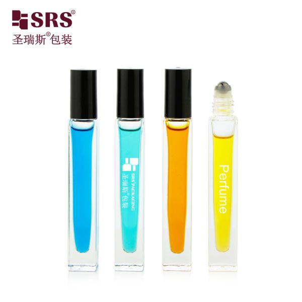 Square Shape Glass Roll On Bottle with Thick Wall and Custom Color for No Leakage No Scratching Essential Oil and Perfume