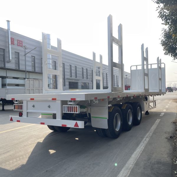 Standard 28Ton Landing Gear Log Low Bed Semi Trailer For Wood Timber Lumber Forest Load Transport
